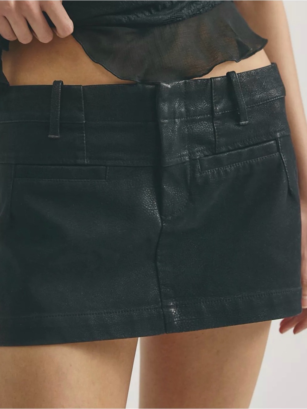 Free People Black Faux Leather Midi Skirt